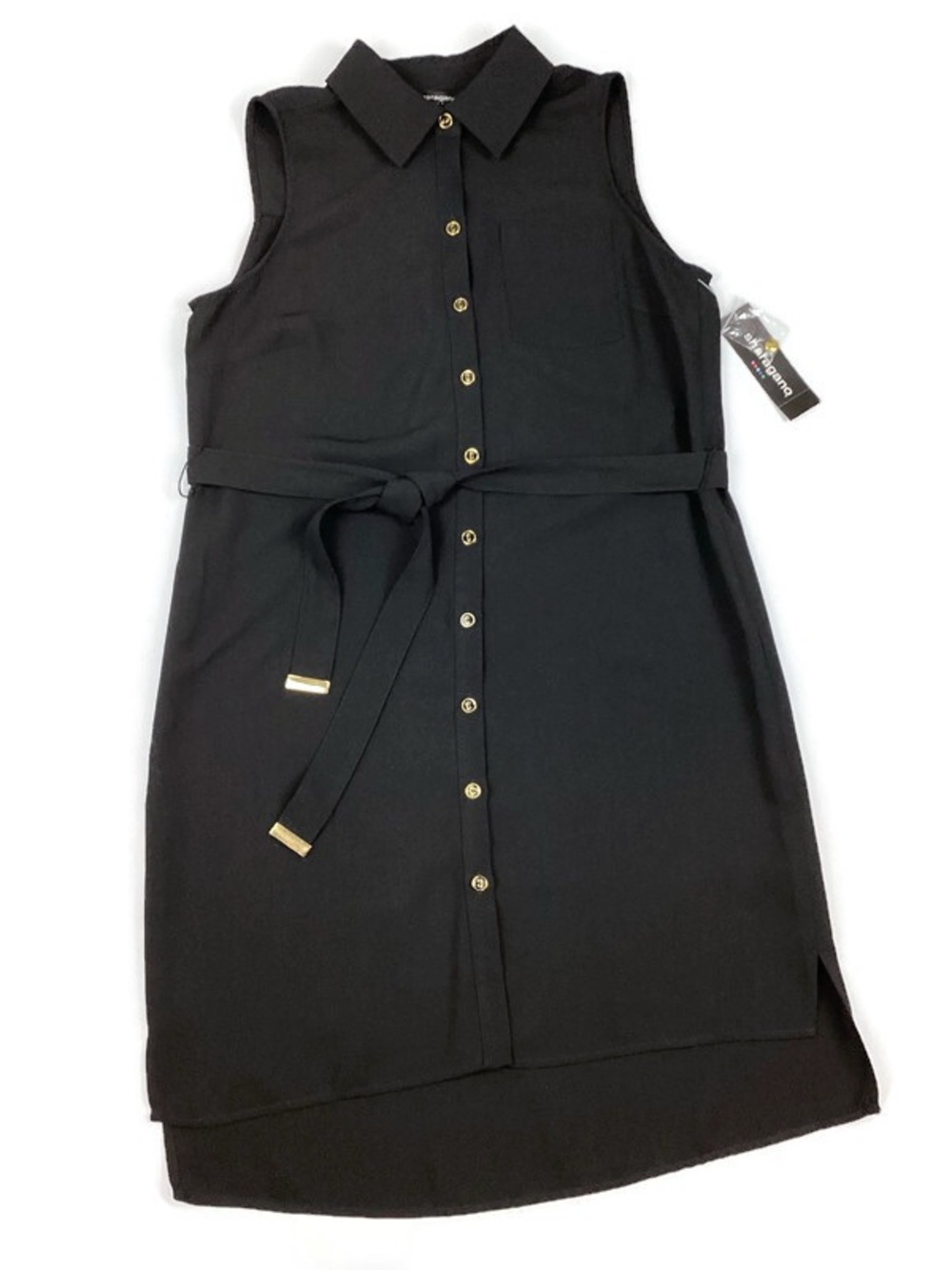 Sharagano Black Sleeveless Button Front Shirt dress Size 10 NEW! Retail $109